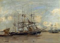 Boudin, Eugene - Le Havre, Three Master at Anchor in the Harbor